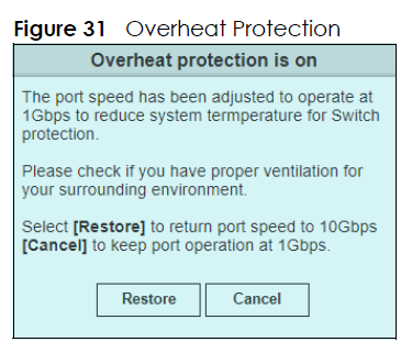 Overheat protection message