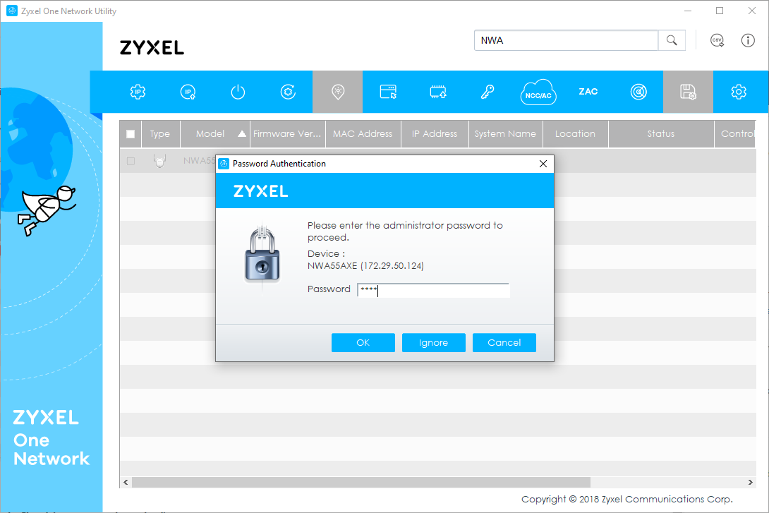 Access point password authentication window