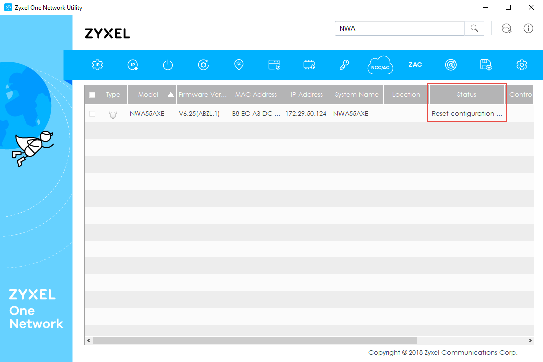 Access point reset progress status