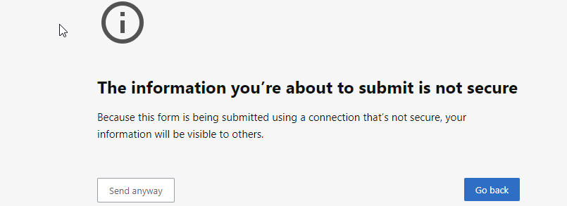 The information you're about to submit is not secure
