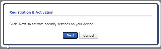 Registration and activation confirmation window