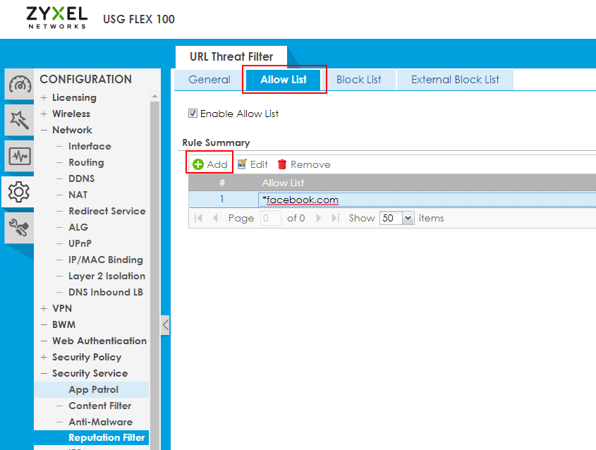 IP reputation allow list