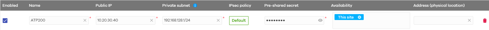 Non-Nebula peer VPN settings page
