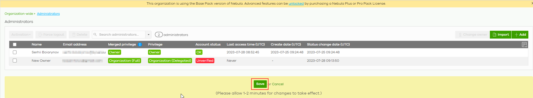 Delete site from organization