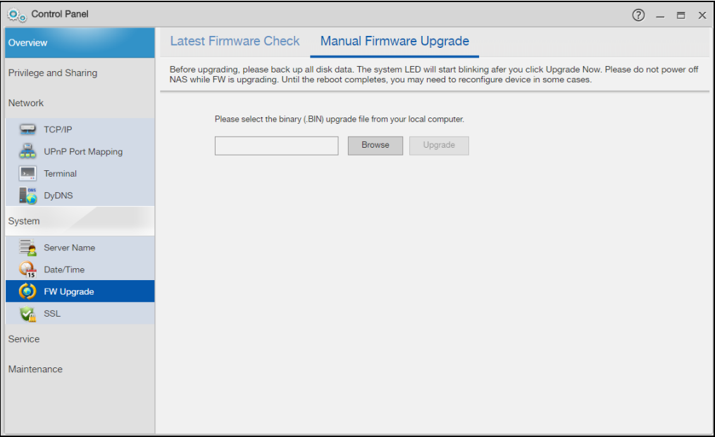 Manual firmware upgrade page