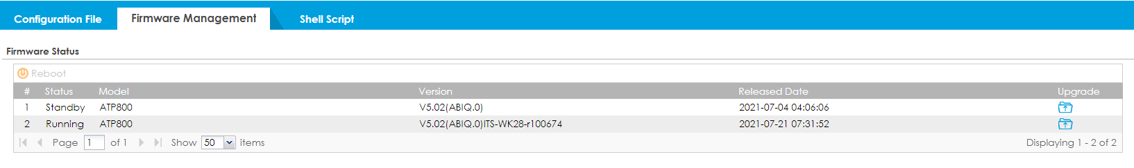 Firmware partition status page