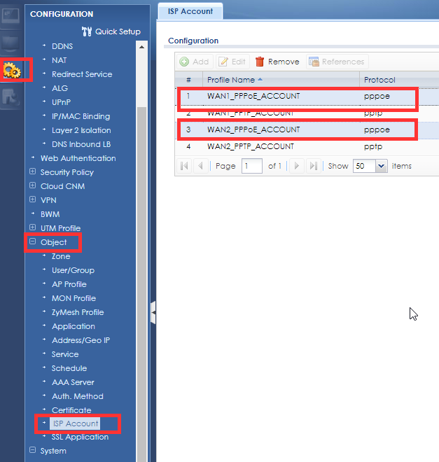 pre-configurations we will set up the ISP accounts