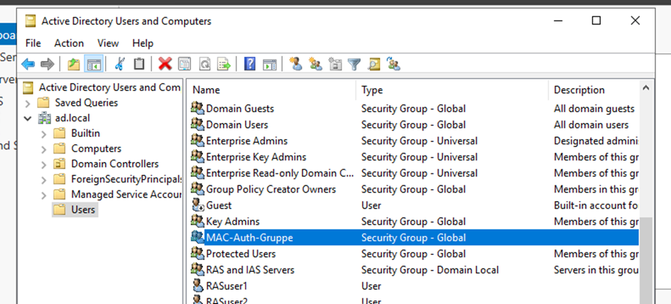 Active Directory group configuration