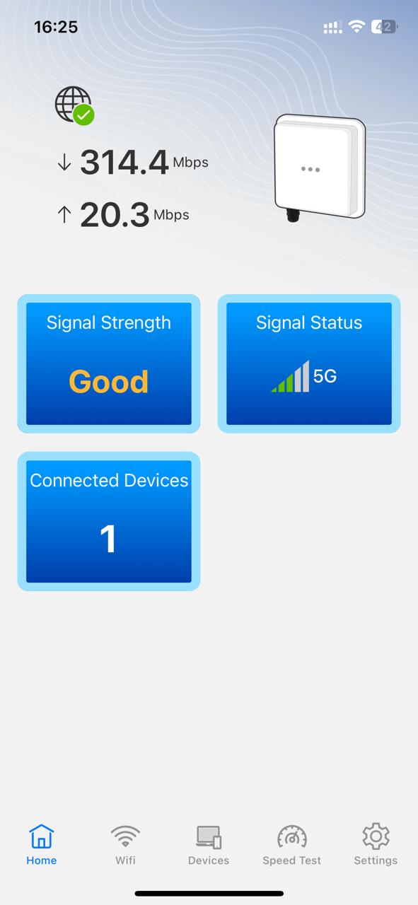 Zyxel Air signal strength screen