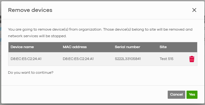 Device already registered error message