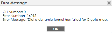 dial a dynamic tunnel has failed for crypto map