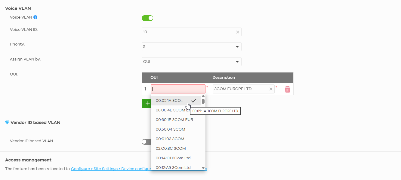 Then configure Voice VLAN settings